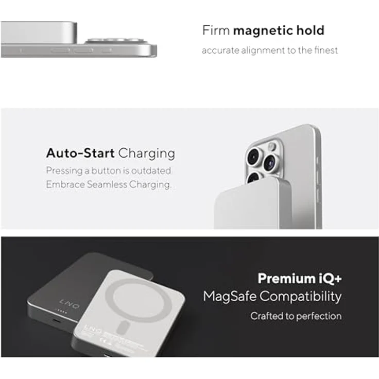 Linq Connects Magnetische Kabellose Powerbank 10000 mAh, Schnelles Kabelloses Laden bis zu 15W, Schwarz – Bild 4