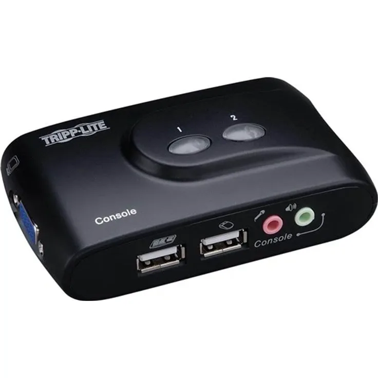 Tripp Lite 2-Port Desktop KVM Switch mit Audio und Kabelkit, USB, kompakt