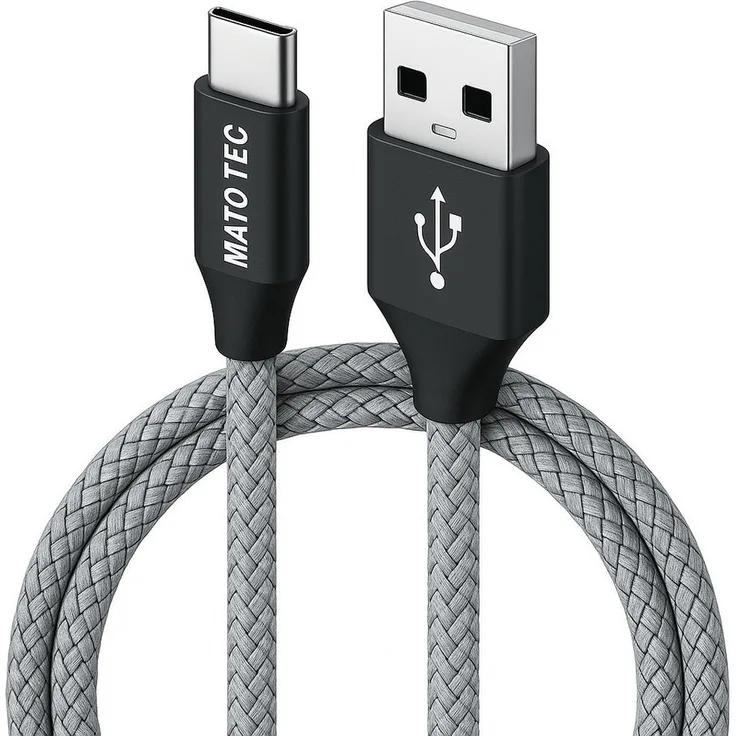 Alpha Electronics USB-C Datenkabel, schnell ladendes Nylon geflochtenes Kabel, 1m, Schwarz, Rot, Blau