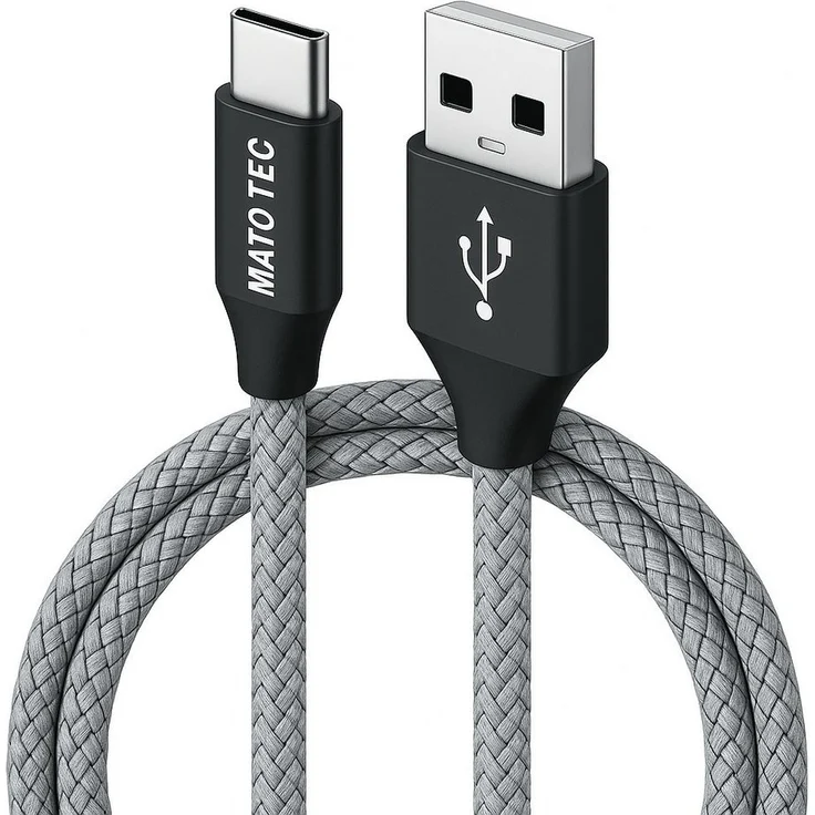 Alpha Electronics USB-C Datenkabel, schnell ladendes Nylon geflochtenes Kabel, 1m, Schwarz, Rot, Blau