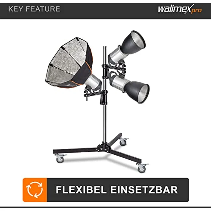 Walimex pro Roll-Stativ, 223cm, mit 2 Klemmhaltern – Bild 3