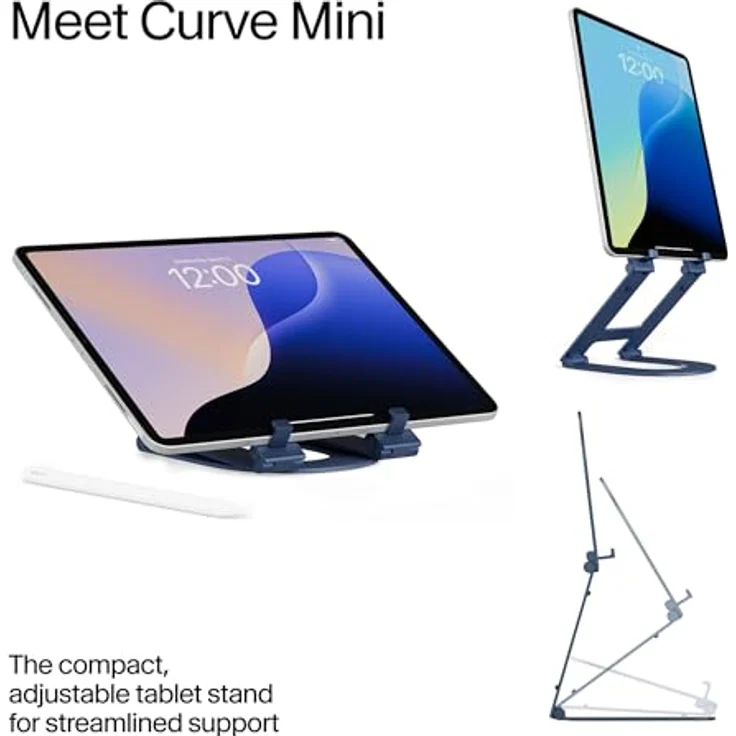 Twelve South Curve Mini Tablet-Ständer, tragbar und verstellbar, 15,2 cm, ergonomische Erhöhung für freihändige Nutzung, faltbar, leichtes Design, Küste – Bild 2