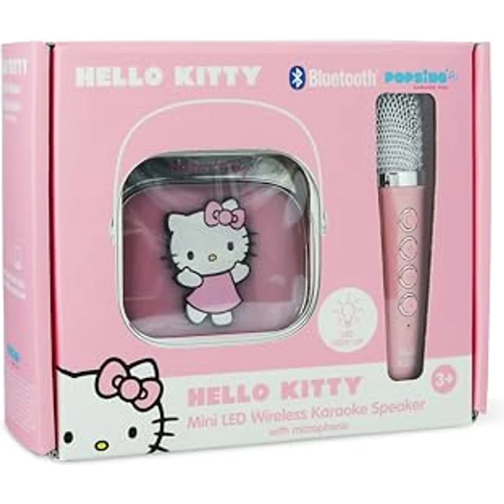 Hello Kitty Karaoke-Lautsprecher, Bluetooth-Lautsprecher mit Pop-Mikrofon-LED für Kinder, rosa – Bild 9