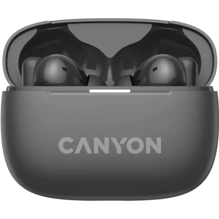 CANYON Bluetooth Headset TWS-10 grau, Energieeffizientes Bluetooth 5.3, Aktive Geräuschunterdrückung, Vier Mikrofone