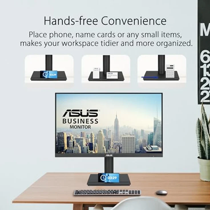 ASUS Business VA24DQFS - 24 Zoll Full HD Monitor - Rahmenlos, ergonomisch, Adaptive-Sync, EPEAT Gold - 100 Hz, 16:9 IPS Panel, 1920x1080 - DP, HDMI, D-Sub, USB Hub, Speaker - Schwarz – Bild 3
