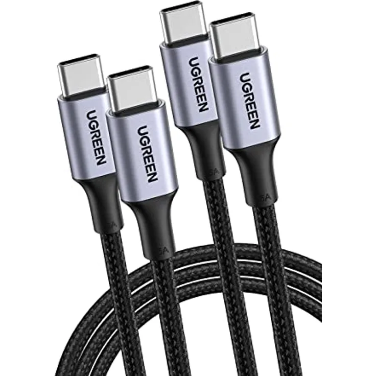 UGREEN 100W USB C auf USB C Kabel 2 Stück PD3.0 PPS USB-C Ladekabel 5A/20V kompatibel mit 2023 MacBook Pro M2 MacBook Air M2 iPad Pro 2022 Galaxy S23 Ultra Pixel 7 Steam Deck usw. (0.5m)