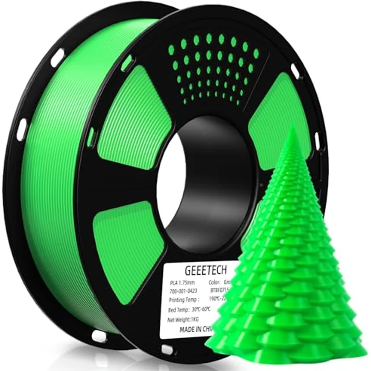 GEEETECH PLA Filament 1.75mm, 1kg Spule in Grün, ohne Verunreinigungen – Bild 1