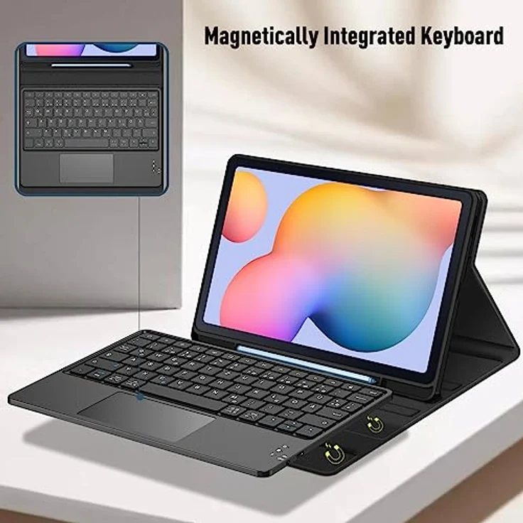 Fintie Tastatur Hülle für Samsung Galaxy Tab S6 Lite 10.4 SM-P610/ P613/P615/P619 2022/2020 - Deutscher Tastatur mit Touchpad Magnetisch Abnehmbarer Keyboard, Schwarz – Bild 5