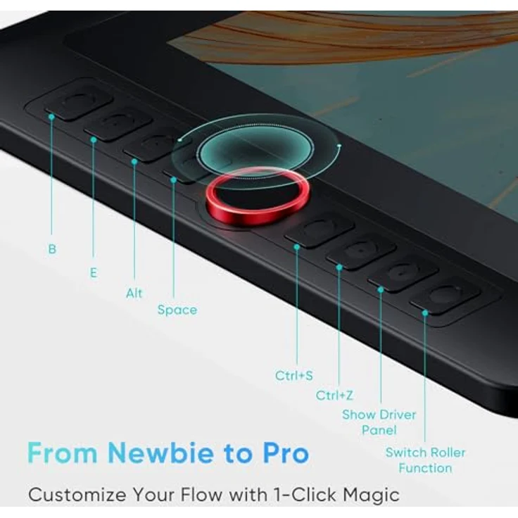 XP-Pen Artist 13.3 Pro V2, Grafiktablett mit 13,3" Full HD Display, 5080 lpi, 16.384 Druckstufen, Schwarz – Bild 3