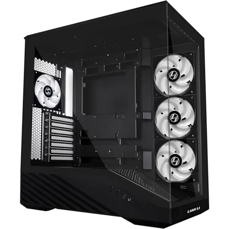 Lian Li Vector V100 PC-Gehäuse Schwarz – ATX Midi-Tower mit Tempered Glass, RGB-Beleuchtung, 4x 120-mm-Lüfter, Platz für 360mm Radiator, GPU bis 415mm – Bild 2