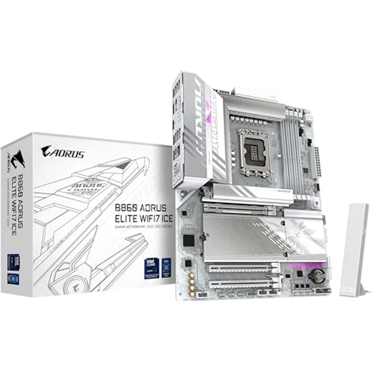 Gigabyte B860 AORUS Elite WIFI7 Ice Mainboard - 14+1+2+1 Phasen VRM, bis zu 9200MHz DDR5, PCIe 5.0, 2x M.2, 2,5 GbE LAN, WiFi 7, USB 4 – Bild 1