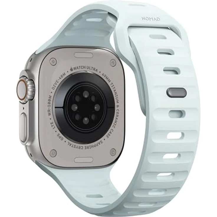 NOMAD Sport Band V2, Uhrenarmband für Apple Watch 38/40/41mm, strapazierfähig und wasserfest, leuchtet im Dunkeln, Icy Blue Glow – Bild 3