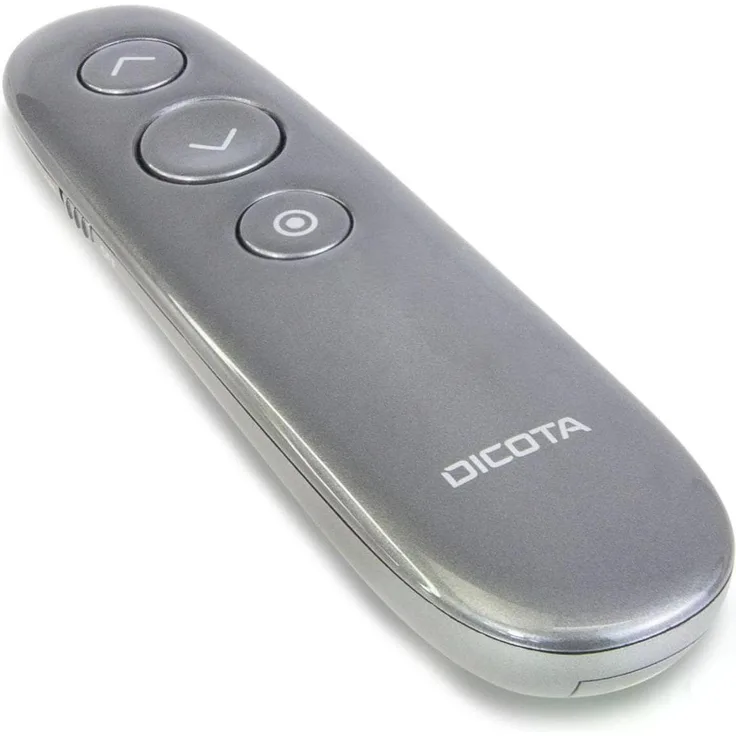 Dicota Wireless Virtual Presenter, Präsentationsfernbedienung mit wiederaufladbarem Akku, 2.4 GHz kabelloser Technologie, Timer und Vibrationsalarm