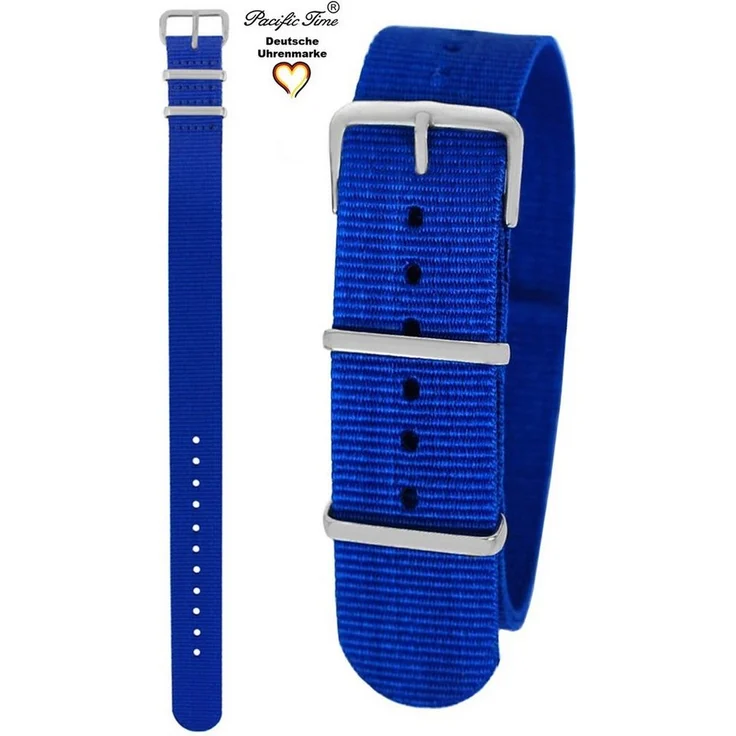 Pacific Time Uhrenarmband Wechselarmband Textil Nylon 16mm, Gratis Versand - Kinderleicht austauschbar, passend für alle Pacific Time Armbanduhren