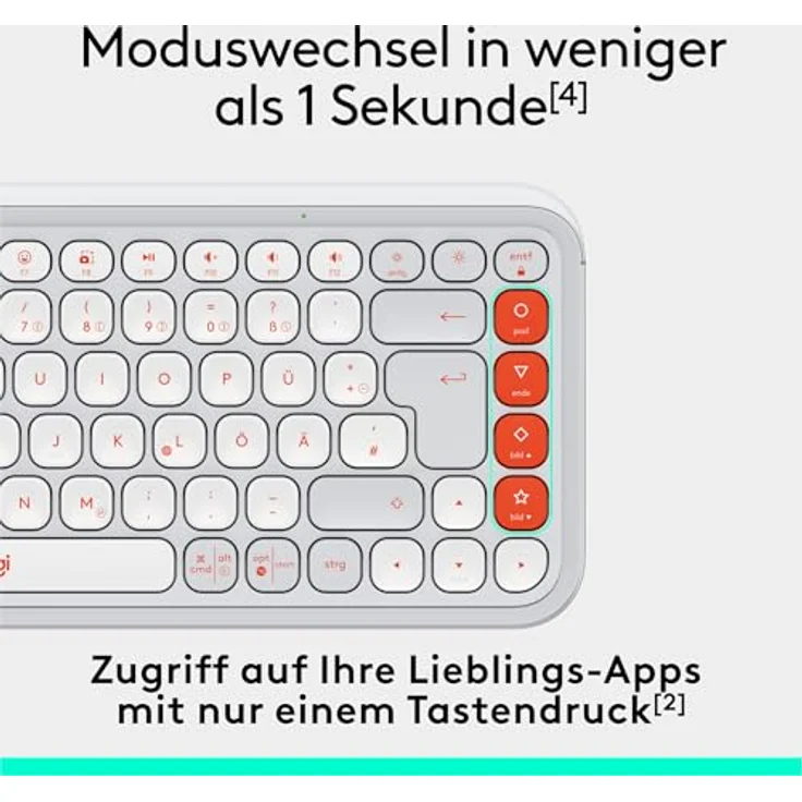 Logitech POP ICON KEYS kabellose Bluetooth-Tastatur, programmierbare Tasten, Easy-Switch zwischen bis zu 3 Geräten, Deutsches QWERTZ-Layout – Weiß – Bild 5