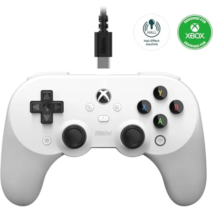8bitdo Pro 2 Wired Xbox Gamepad, Gaming Controller, Weiss – Bild 1