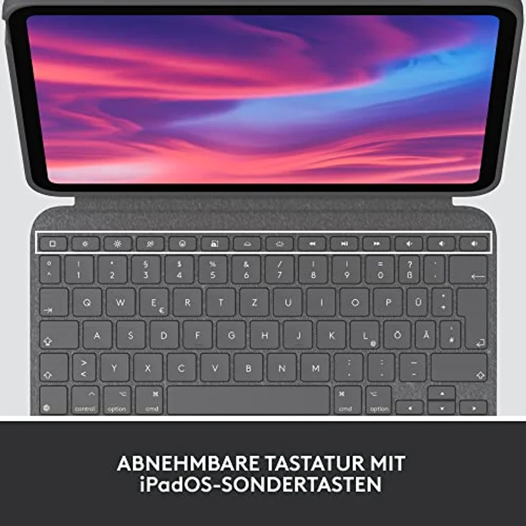 Logitech Combo Touch, Tablet-Tastatur, für Apple 10,9" iPad (10. Generation), QWERTZ, grau (920-011435) – Bild 3