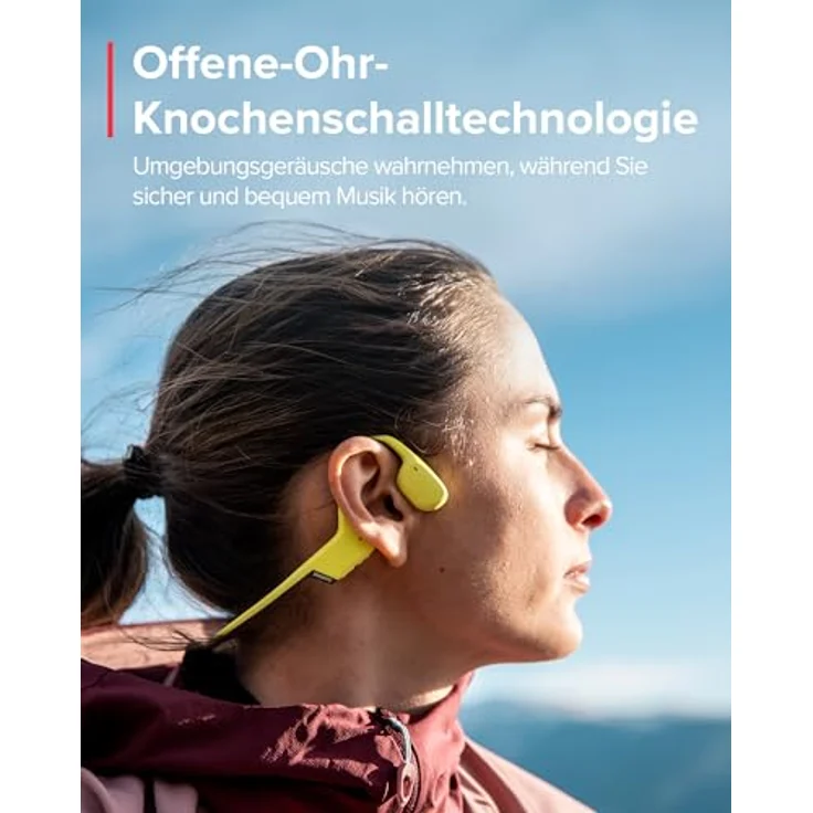 SUUNTO Sonic Kopfhörer mit Knochenleitung, kabellos, Sport-Kopfhörer, Komfort mit freien Ohren, Bluetooth 5.2, IP55 wasserdicht, 10 Stunden Akkulaufzeit, ideal für Laufen, Radfahren, 31 g, gelb – Bild 2