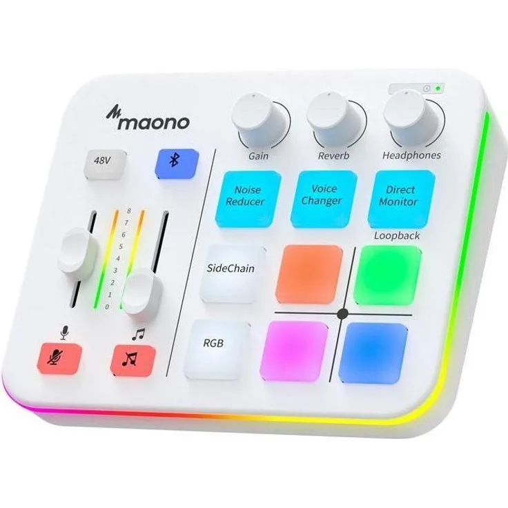Maono G1 Neo, Soundkarte mit integriertem Vorverstärker und 48V Phantomspeisung für XLR-Mikrofone, weiss