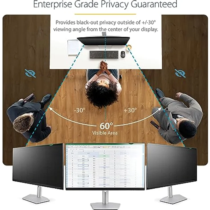 StarTech.com 22" 16:9 Monitor Blickschutzfilter, Bildschirm Blickschutzfolie mit 51% Blaulichtfilter, Sichschutzfolie mit 60 Grad Sichtwinkel, Blaulicht Filter Displayschutzfolie (2269-PRIVACY-SCREEN) – Bild 2