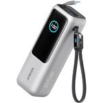 Anker Laptop Powerbank, 25.000mAh externer Akku mit 3X 100W USB-C Ports, Integriertes + einziehbares Kabel, Für iPhone 16/15, MacBook, Samsung - Schwarz