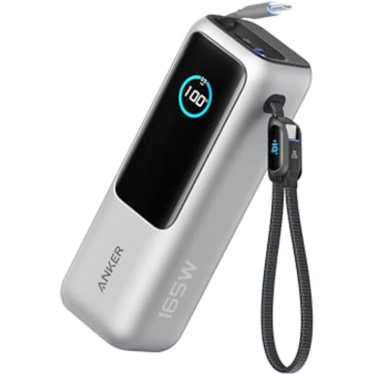 Anker Laptop Powerbank, 25.000mAh externer Akku mit 3X 100W USB-C Ports, Integriertes + einziehbares Kabel, Für iPhone 16/15, MacBook, Samsung - Schwarz – Bild 1