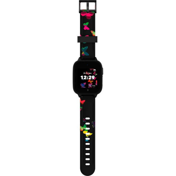Xplora Smartwatch-Armband XGO3 Strap, Dornverschluss, Schwarz mit buntem Design