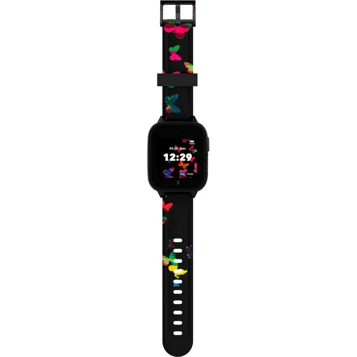 Xplora Smartwatch-Armband XGO3 Strap, Dornverschluss, Schwarz mit buntem Design