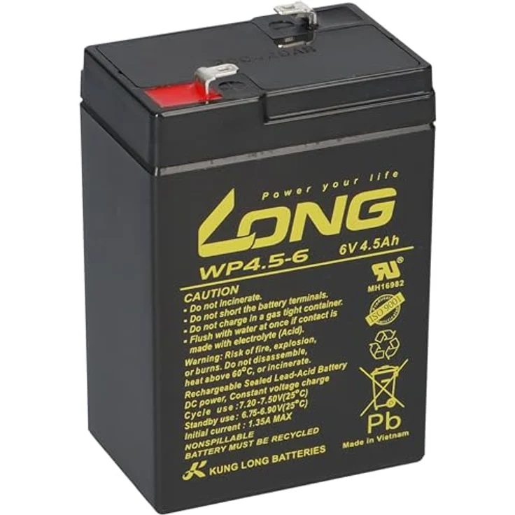 Akkuman.de Set - Bleiakku und Ladegerät - 6V 4,5Ah KungLong Akku 0,6A Lader, zuverlässige Energieversorgung – Bild 2