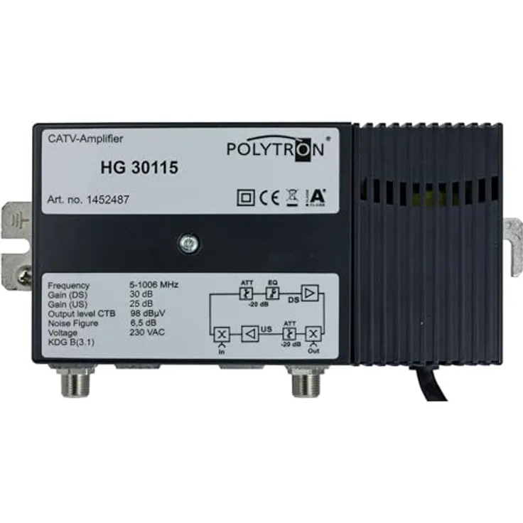 POLY 1GHz-Hausanschluss-HG 30115 verstärker 30dB 115dBmV 1452487 (1452487)