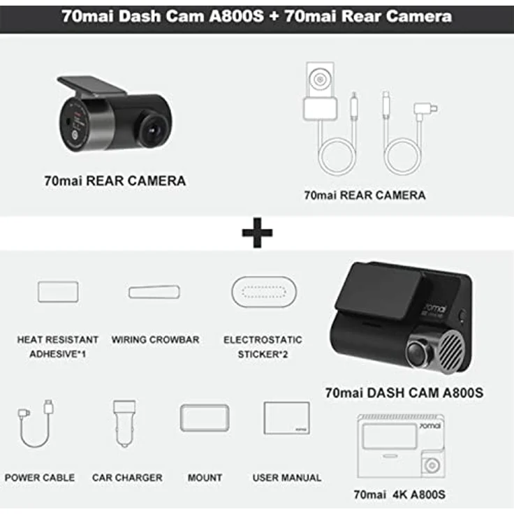 Kamera samochodowa 70mai Dash Cam A800S 4K + RC06 – Bild 3