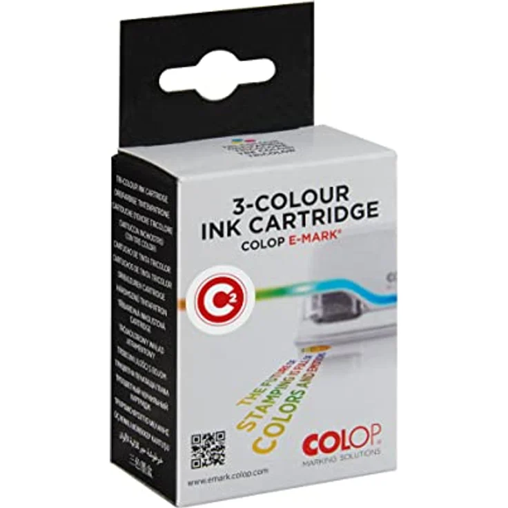 COLOP e-mark 3-colour ink cartridge C2, Tintenpatrone in Cyan, Magenta und Gelb, für mobile Drucker, bis zu 1.500 Abdrucke – Bild 2