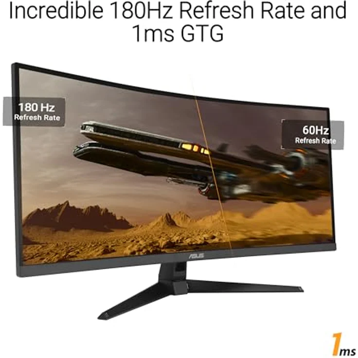 ASUS TUF Gaming VG34VQ3B - 34 Zoll UWQHD Curved Monitor - 180 Hz, 1ms MPRT, FreeSync, ELMB, DisplayHDR 400 - VA Panel, 21:9, 3440x1440, DisplayPort, HDMI, USB, ergonomisch, Speaker, Schwarz – Bild 3