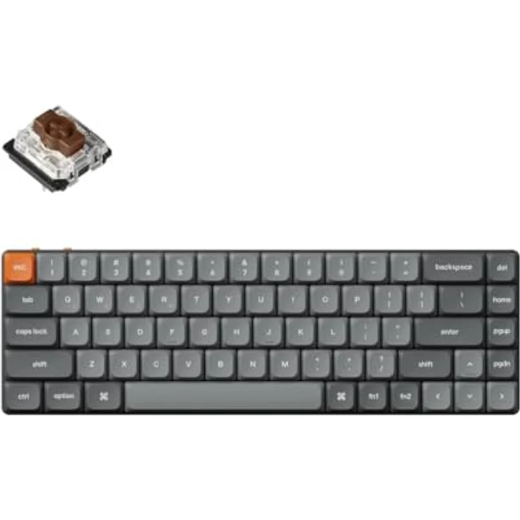 Keychron K7 Max QMK/VIA Ultraflache Kabellose Mechanische Gaming-Tastatur, 2,4 GHz/Bluetooth/USB, 65% Layout, RGB LED, Switch Brown, Hot-Swappable, für Mac Windows, Aluminiumgehäuse – Bild 1