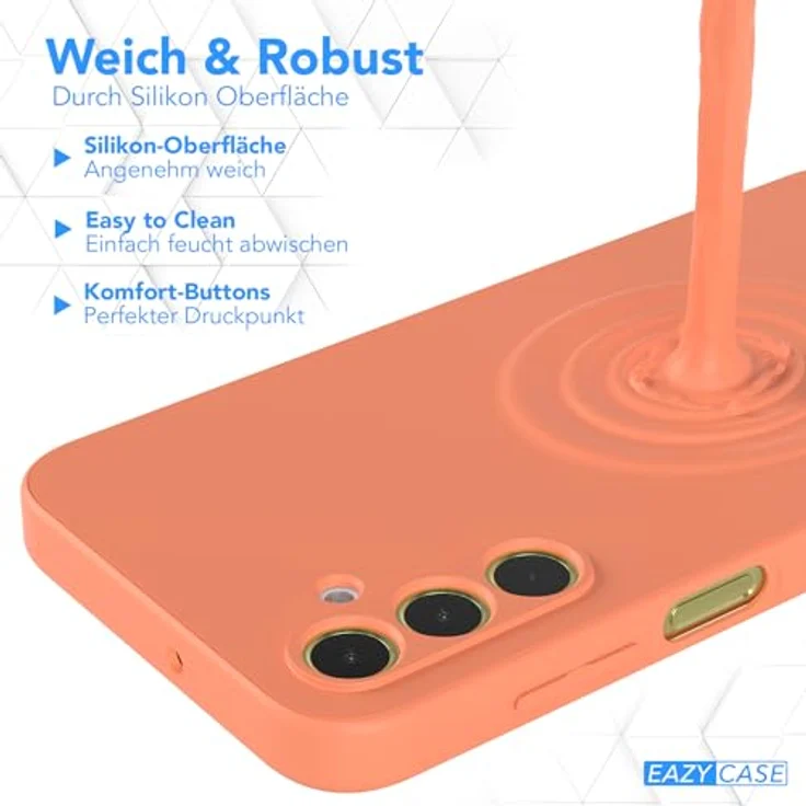 EAZY CASE Silikonhülle für Samsung Galaxy A15, stoßfeste Schutzhülle mit Kameraschutz, dünn und leicht, orange TPU Cover – Bild 5