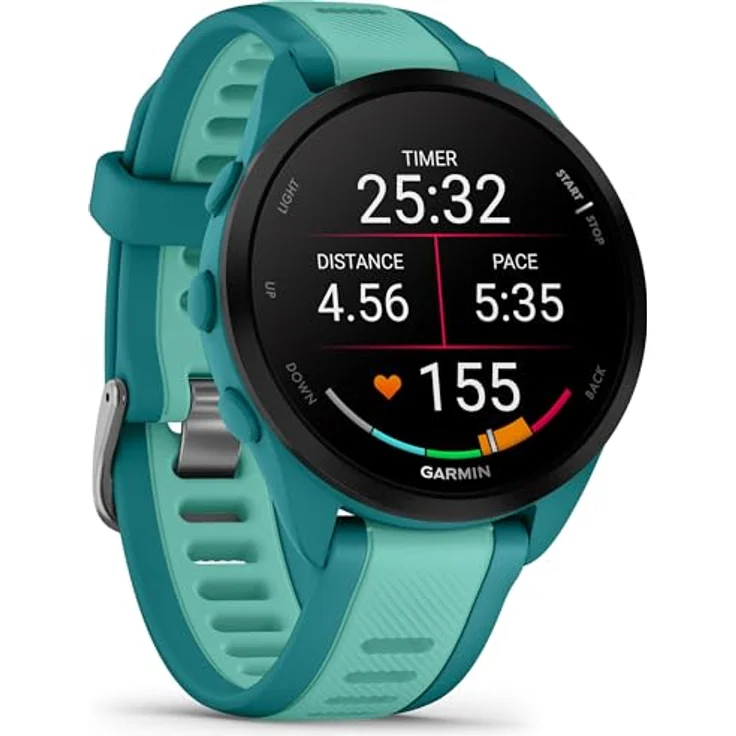 Garmin Forerunner 165 Music, Lauf-Smartwatch, buntes AMOLED-Display, Trainingsmetriken und Wiederherstellungseinblicke, Musik am Handgelenk, Türkis – Bild 2