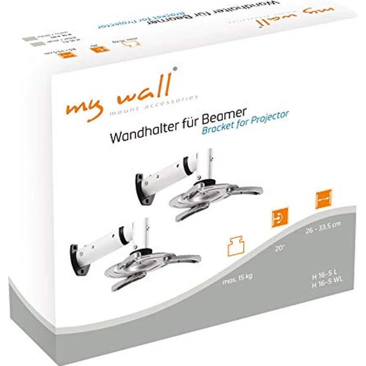 My Wall H16-5L, 20 Jahre , Wandhalterung Beamer (Belastbarkeit 35 cm, Deckenabstand 260-335mm) silber – Bild 5