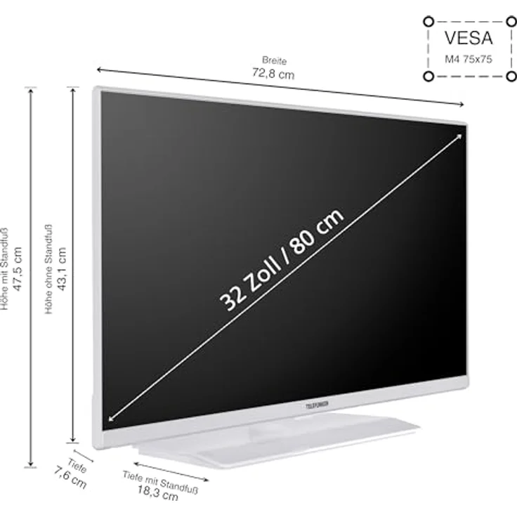 Telefunken Fernseher 32 Zoll Smart TV VIDAA XF32VP750M-W Full HD Fernseher, HDR TV mit Triple-Tuner, LED TV weiß – Bild 3