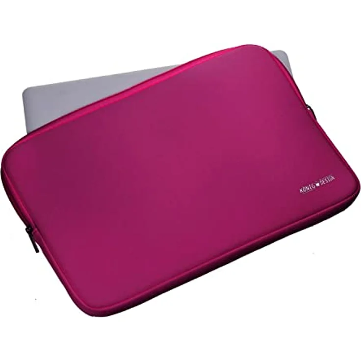 König Design Laptoptasche 13 Zoll, stoßfeste Notebook Hülle aus Polyester, Weinrot – Bild 3