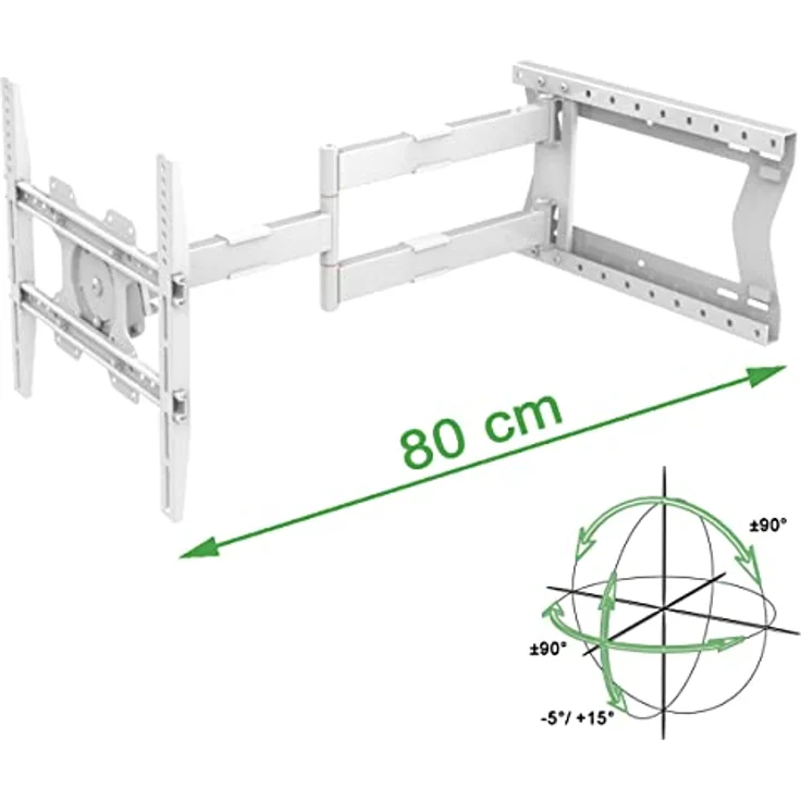 XTRARM TiTon Flex 80 cm, TV Wandhalterung drehen, rotieren, neigen, weiß, 60kg, VESA max.400x400mm – Bild 2