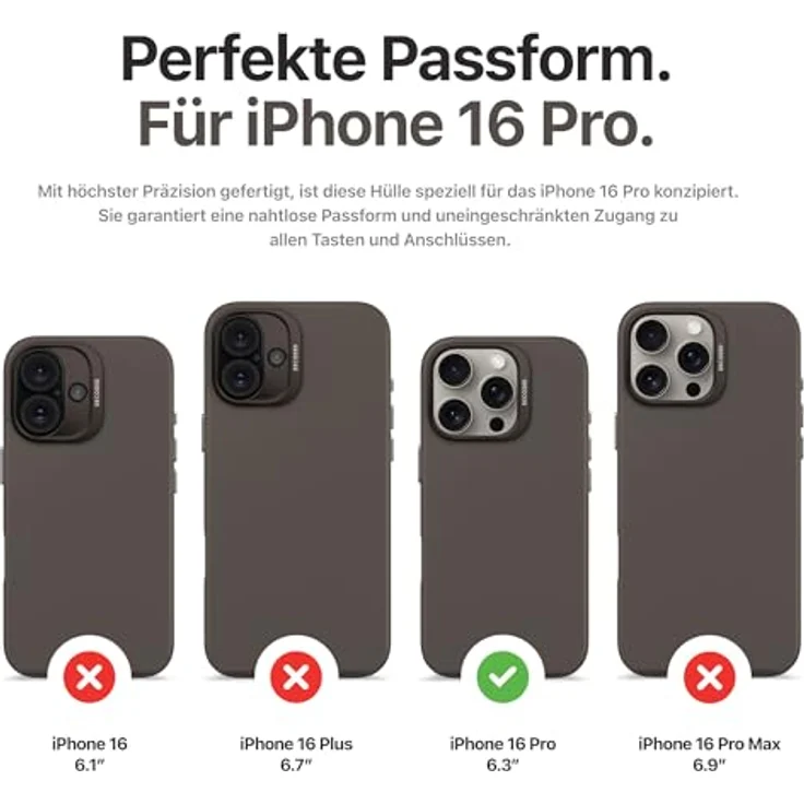 DECODED Smartphone-Hülle AntiMicrobial Silicone Backcover für iPhone 16 Pro, mit schlagfestem Polycarbonat, MagSafe-kompatibel, schwarz – Bild 3