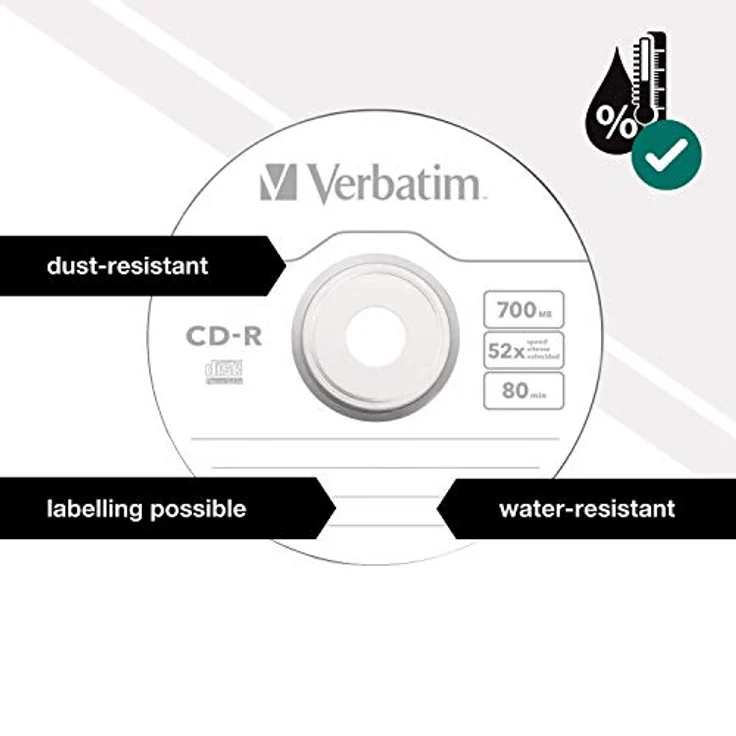 Verbatim CD-R Extra Protection 700 MB - 52-fache Brenngeschwindigkeit - Extraschutz - hohe Lebensdauer - 100 Stück Spindel – Bild 3