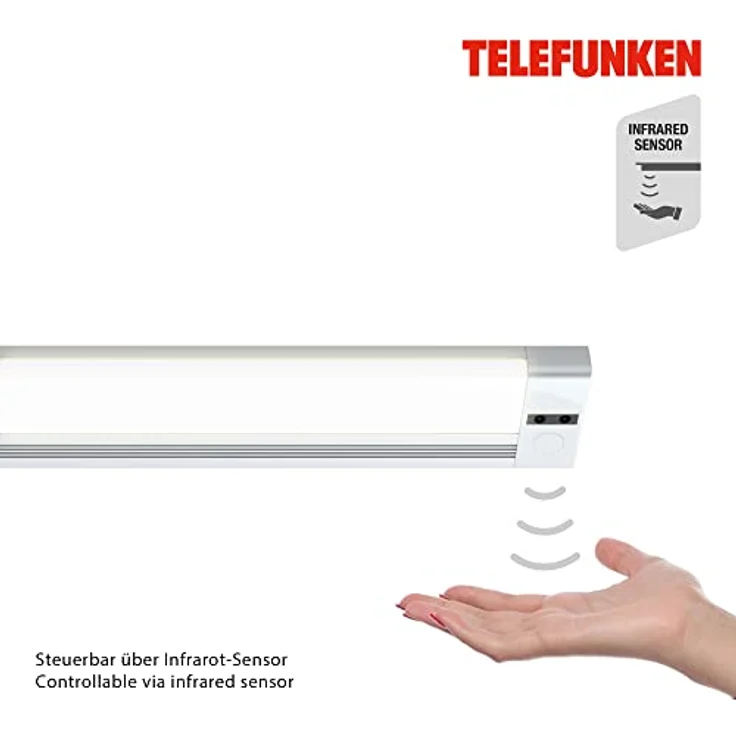 TELEFUNKEN - Led Unterbauleuchte 87,3 Cm, Küche, Led Leiste Küchenschrank, Werkstattlampe, Ir-Bewegungssensor, Neutralweißes Licht, 10 W,1100 Lm, Silberfarbig – Bild 4