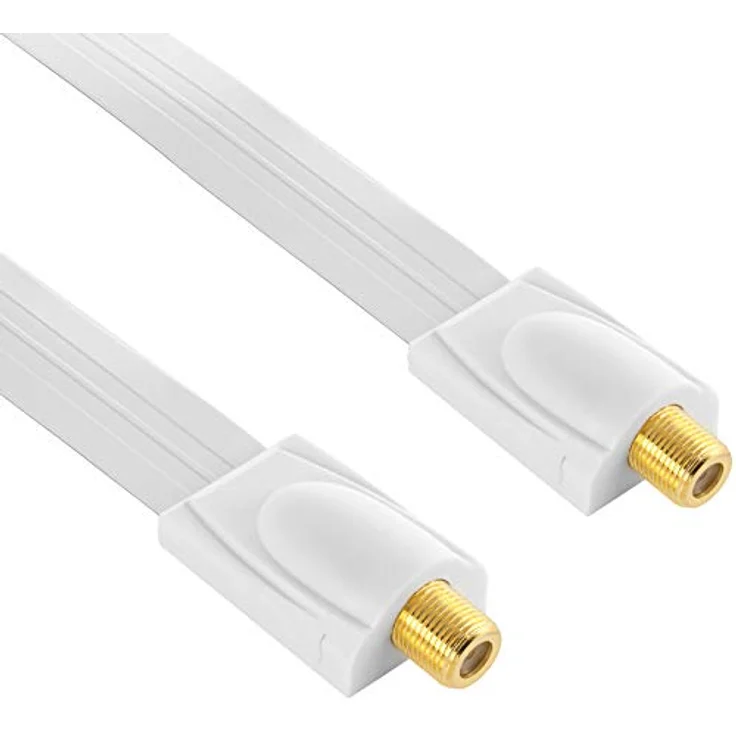 Poppstar 1x 28cm SAT Fensterdurchführung, Türdurchführung für Koax Kabel Kupplung (F-Stecker), sehr flach (0,2mm) für Fenster und Türen, vergoldete Kontakte, weiß – Bild 3