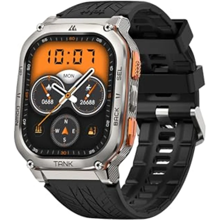 KOSPET Tank M3 Ultra Smartwatch mit 5.0 cm AMOLED Display, Silber – Bild 2