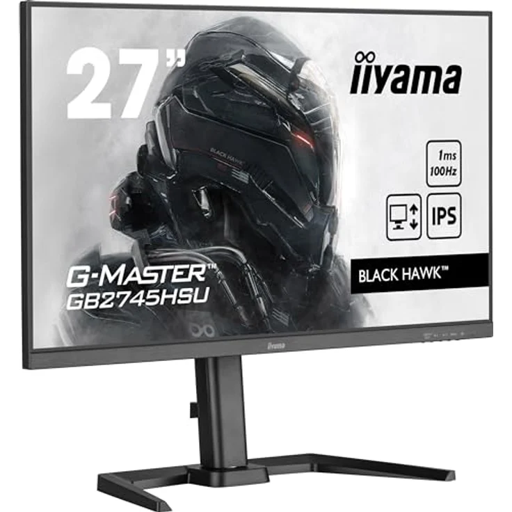 iiyama G-Master Black Hawk GB2745HSU-B2 68,5cm 27" IPS LED Gaming Monitor Full-HD 100Hz HDMI DP USB 2.0 1ms Adaptive Sync Höhenverstellung Pivot schwarz – Bild 1