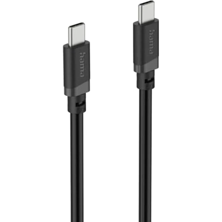Hama USB-C auf USB-C Kabel, 3 m, 60 W, Schwarz – Bild 1
