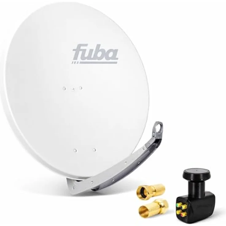 Premium X Satelliten-Komplettanlage Fuba DAA 780 W, Aluminium Satellitenschüssel in Weiß, Quad LNB schwarz, für 4 Teilnehmer, inkl. 8x F-Stecker – Bild 1