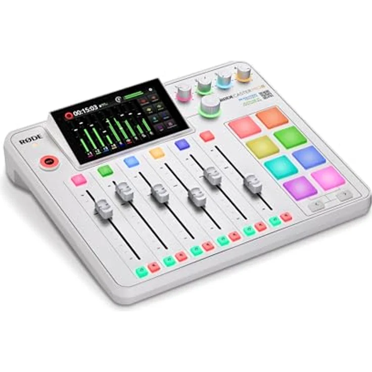 Rode Rodecaster Pro II, 9-Kanal-Audio-Mixer mit rauscharmer Vorverstärkung und Audioprozessoren, weiß – Bild 1