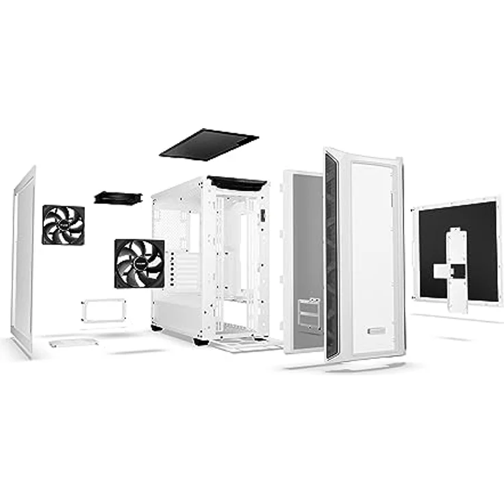 be quiet! Shadow Base 800 DX White PC-Gehäuse, Pure Wings 3 140mm PWM Lüfter, ARGB-Beleuchtung, USB 3.2 Gen. 2 Type C, Airflow, Open-Mesh, E-ATX Mainboard, 420mm Radiatoren, Glas Seitenfenster, BGW62 – Bild 3